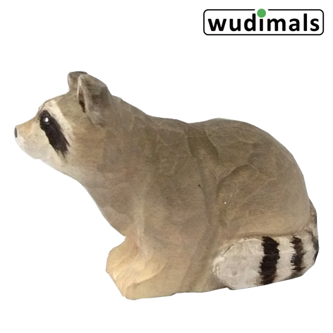 Wudimals A040481 - Waschbär Racoon handgeschnitzt aus Holz