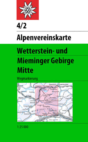 DAV Alpenvereinskarte 04/2 Wetterstein Mieminger Gebirge Mitte 1 : 25 000 Wegmarkierungen