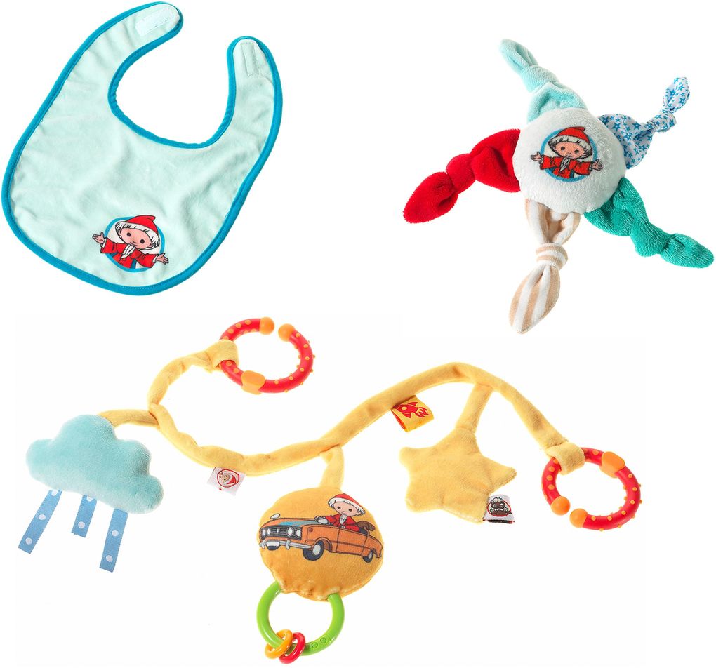 Heunec - Sandmännchen und Freunde - Sandmann Baby Set Lätzchen Quietscher Kiwakette
