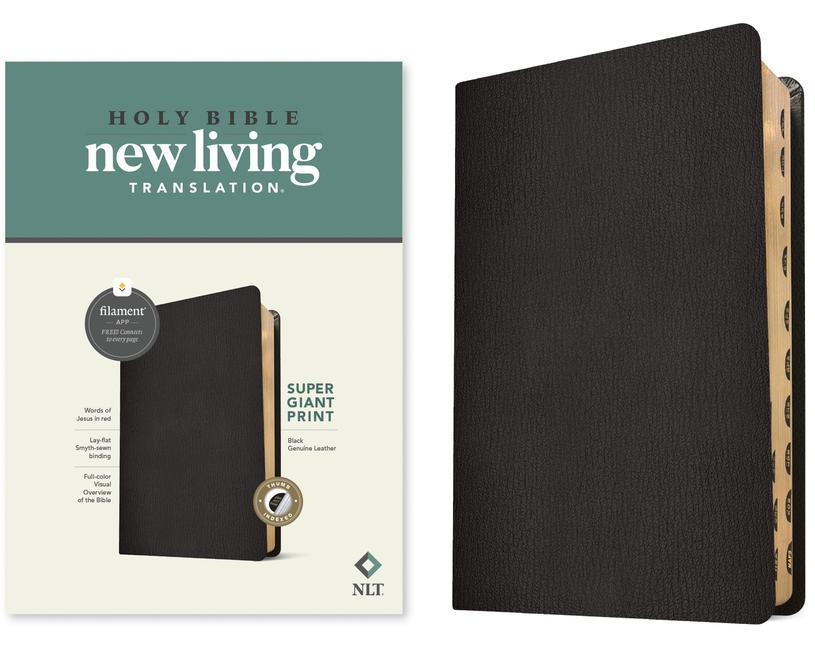 NLT Super Giant Print Bible Filament-Enabled Edition (Genuine Leather Black Indexed Red Letter)