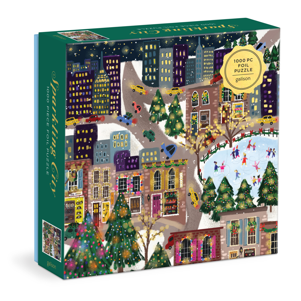 Abrams & Chronicle Joy Laforme Sparkling City 1000 Piece Foil Puzzle In A Square Box