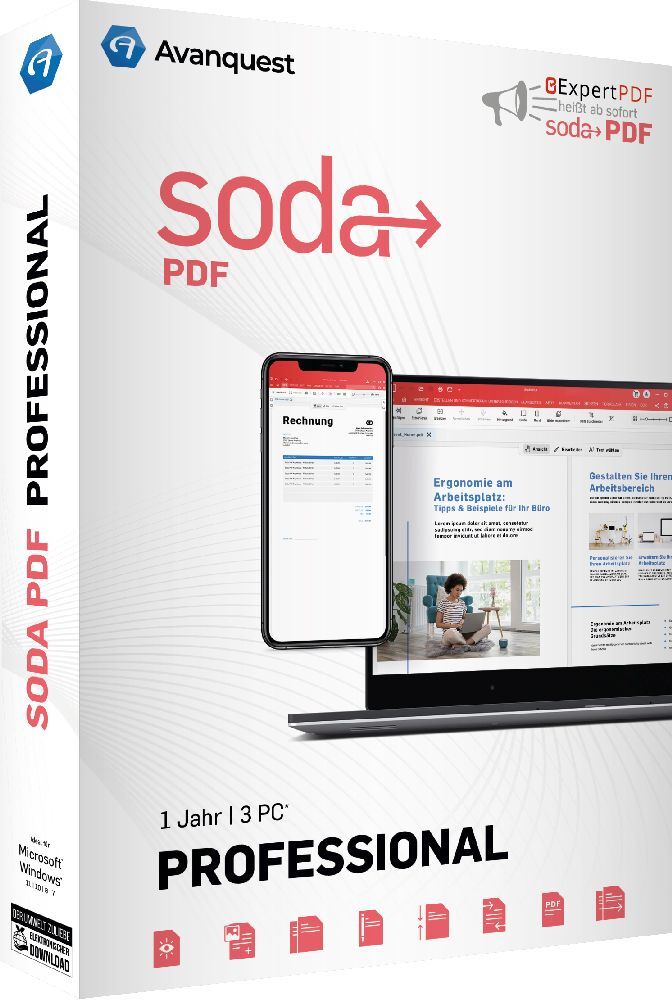 Soda PDF Professional (Code in a Box). Für Windows 8/10/11