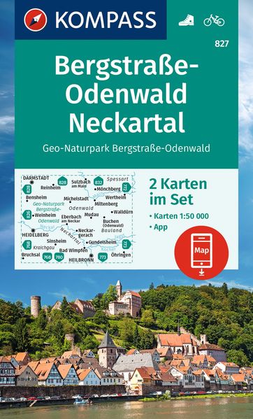 Kompass Karten GmbH Kompass Wanderkarten-Set 827 Bergstraße-Odenwald Neckartal Geo-Naturpark Bergstraße-Odenwald (2 Karten) 1, 50.000