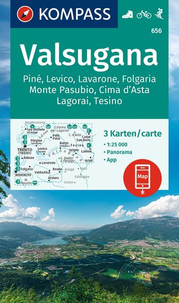 KOMPASS Wanderkarten-Set 656 Valsugana Pine Levico Lavarone Folgaria Monte Pasubio Cima d'Asta Lagorai Tesino (3 Karten) 1:25.000