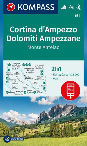 KOMPASS Wanderkarte 654 Cortina d‘Ampezzo Dolomiti Ampezzane Monte Antelao 1:25.000