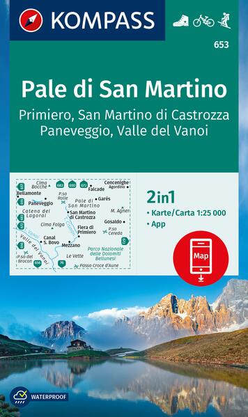 Kompass-Karten Kompass Wanderkarte 653 Pale Di San Martino Primiero San Martino Di Castrozza Paneveggio Valle Del Vanoi 1, 25.000