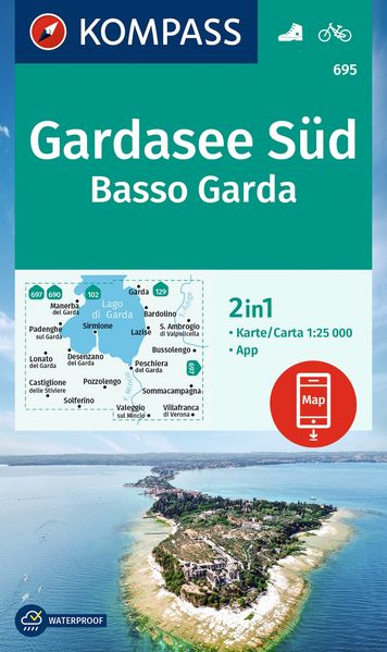 KOMPASS Wanderkarte 695 Gardasee Süd Basso Garda 1:25.000