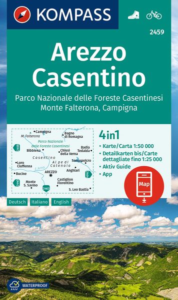 KOMPASS Wanderkarte 2459 Arezzo Casentino Parco Nazionale delle Foreste Casentinesi Monte Falterona Campigna 1:50.000