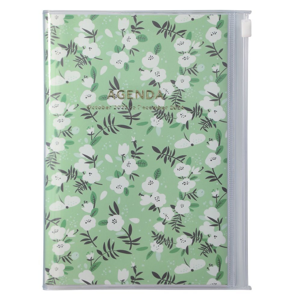MARK‘S 2023/2024 Taschenkalender B6 vertikal Flower Pattern Green