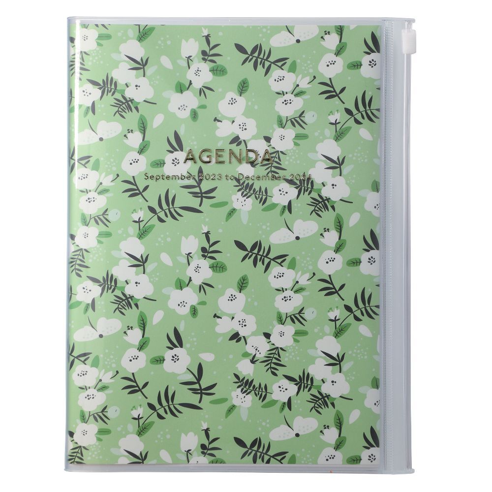 MARK‘S 2023/2024 Taschenkalender A5 vertikal Flower Pattern Green
