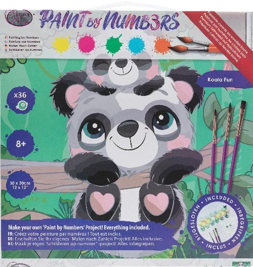 Craft Buddy PBN-3030-022 - Paint by Numbers Koala Fun 30x30cm Malen-nach-Zahlen Kids