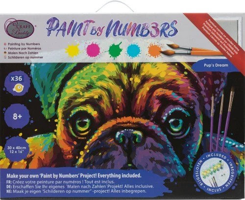 Craft Buddy PBN-3030-028 - Paint by Numbers Pup's Dream 30x40cm Malen nach Zahlen