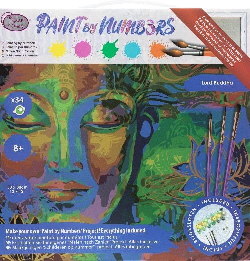 Craft Buddy PBN-3030-016 - Paint by Numbers Lord Buddha 30x30cm Malen nach Zahlen