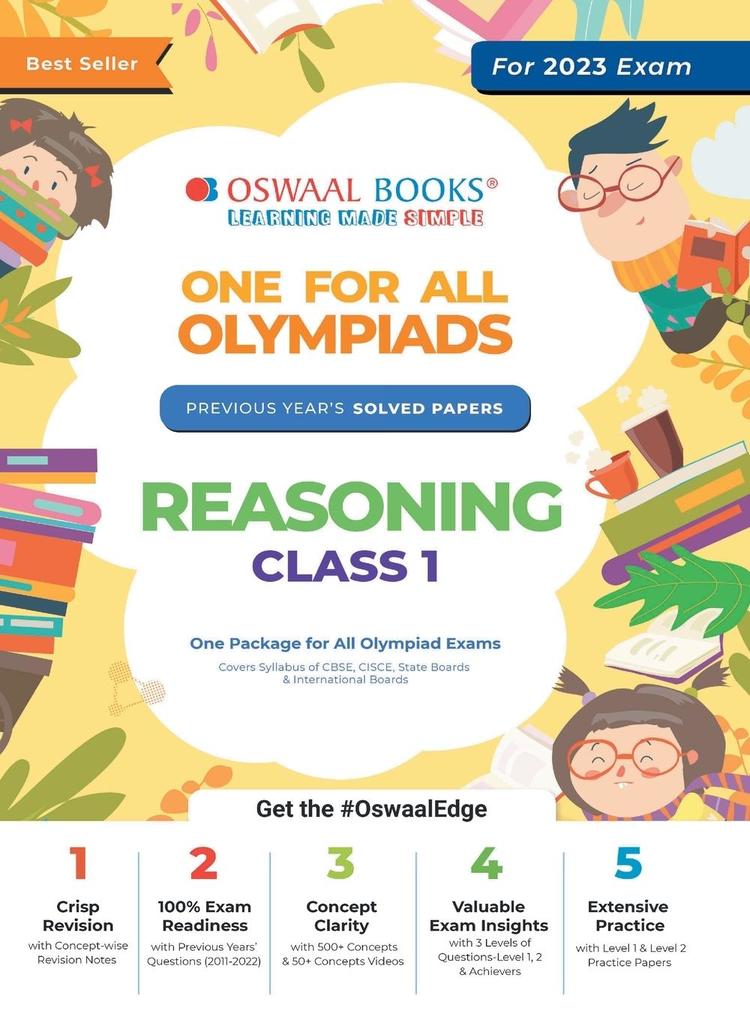 Oswaal One For All Olympiad Previous Years‘ Solved Papers Class-1 Reasoning Book (For 2023 Exam)