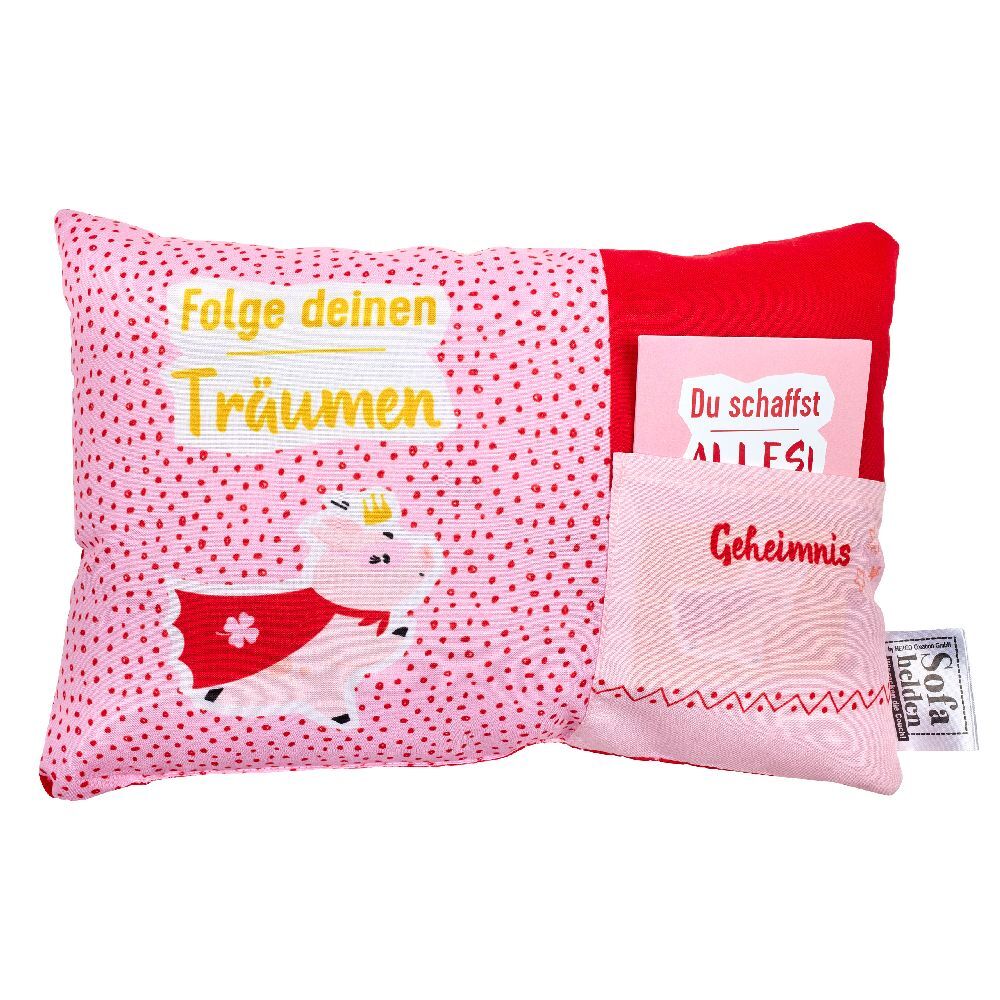 Geschenk-Kissen mit Karte Glückshelden Folge Deinen Träumen