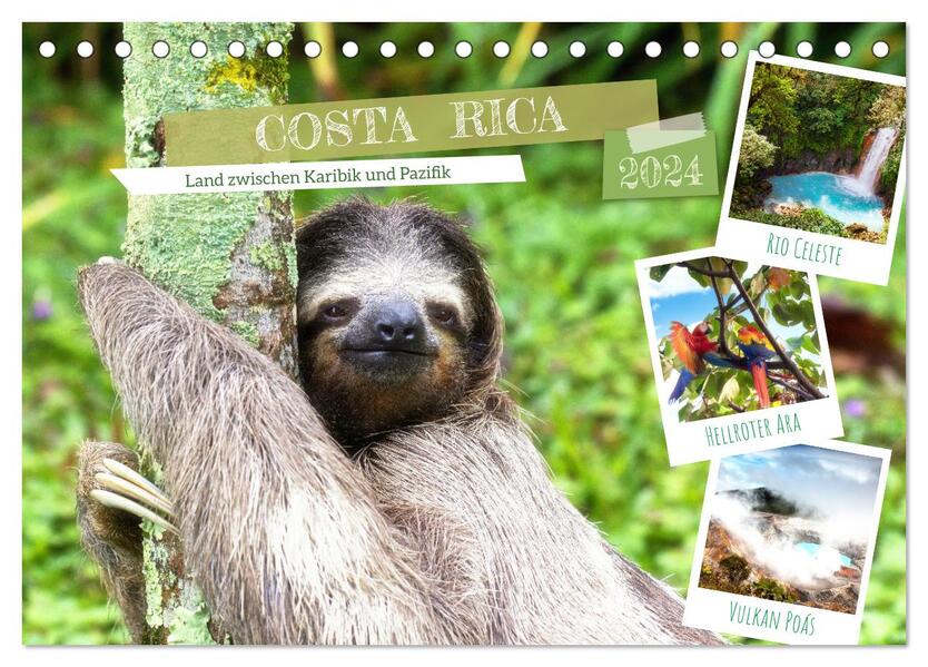 Costa Rica - Land zwischen Karibik und Pazifik (Tischkalender 2024 DIN A5 quer) CALVENDO Monatskalender