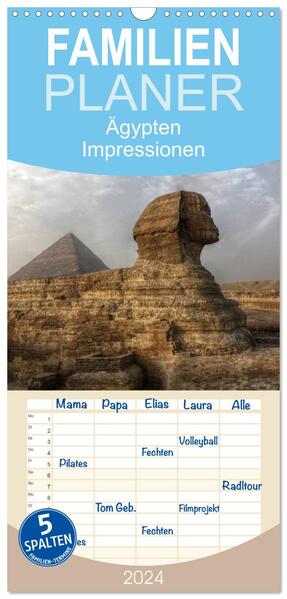 Familienplaner 2024 - Ägypten - Impressionen mit 5 Spalten (Wandkalender 21 x 45 cm) CALVENDO
