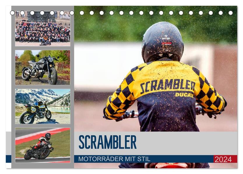 Scrambler Motorräder mit Stil (Tischkalender 2024 DIN A5 quer) CALVENDO Monatskalender