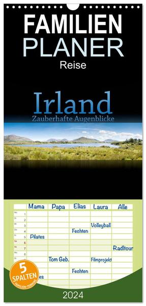 Familienplaner 2024 - Irland - Zauberhafte Augenblicke mit 5 Spalten (Wandkalender 21 x 45 cm) CALVENDO