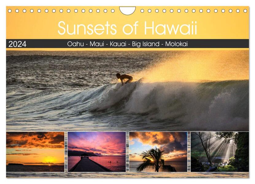 Sunsets of Hawaii (Wandkalender 2024 DIN A4 quer) CALVENDO Monatskalender