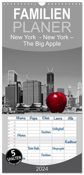 Familienplaner 2024 - New York The Big Apple mit 5 Spalten (Wandkalender 21 x 45 cm) CALVENDO
