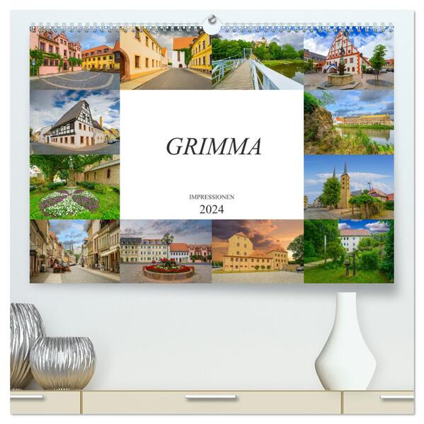 Grimma Impressionen (hochwertiger Premium Wandkalender 2024 DIN A2 quer) Kunstdruck in Hochglanz