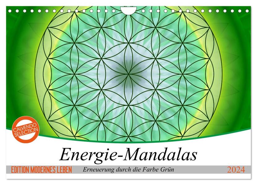 Energie - Mandalas in Grün Erneuerung durch die Farbe Grün (Wandkalender 2024 DIN A4 quer) CALVENDO Monatskalender