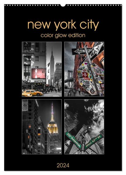 New York City - Color Glow Edition (Wandkalender 2024 DIN A2 hoch) CALVENDO Monatskalender