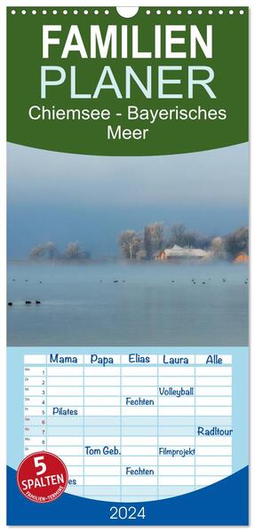 Familienplaner 2024 - Chiemsee - Bayerisches Meer mit 5 Spalten (Wandkalender 21 x 45 cm) CALVENDO