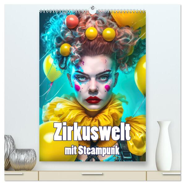 Zirkuswelt mit Steampunk (hochwertiger Premium Wandkalender 2024 DIN A2 hoch) Kunstdruck in Hochglanz