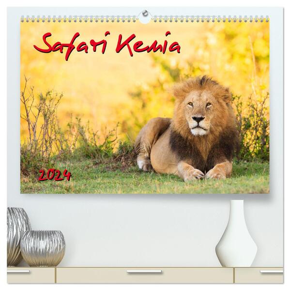 Safari Kenia (hochwertiger Premium Wandkalender 2024 DIN A2 quer) Kunstdruck in Hochglanz