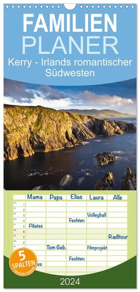 Familienplaner 2024 - Kerry - Irlands romantischer Südwesten mit 5 Spalten (Wandkalender 21 x 45 cm) CALVENDO
