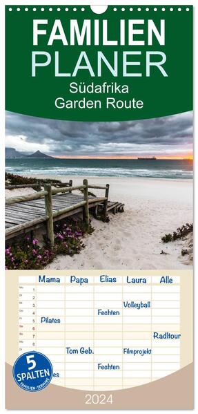 Familienplaner 2024 - Südafrika - Garden Route mit 5 Spalten (Wandkalender 21 x 45 cm) CALVENDO