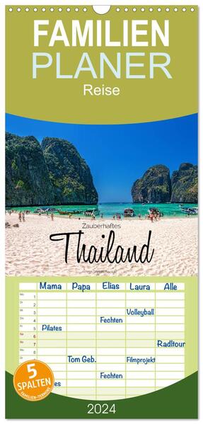 Familienplaner 2024 - Zauberhaftes Thailand mit 5 Spalten (Wandkalender 21 x 45 cm) CALVENDO