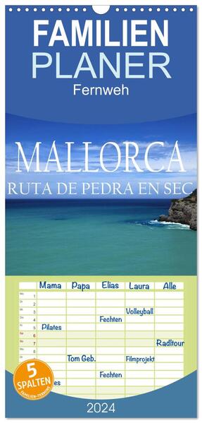 Familienplaner 2024 - Mallorca- Ruta Pedra en Sec mit 5 Spalten (Wandkalender 21 x 45 cm) CALVENDO
