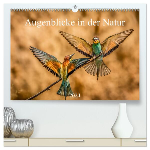 Augenblicke in der Natur (hochwertiger Premium Wandkalender 2024 DIN A2 quer) Kunstdruck in Hochglanz