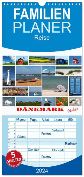 Familienplaner 2024 - Dänemark - Ostseeküste mit 5 Spalten (Wandkalender 21 x 45 cm) CALVENDO