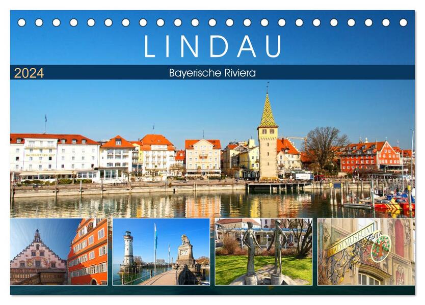 Lindau - Bayerische Riviera (Tischkalender 2024 DIN A5 quer) CALVENDO Monatskalender