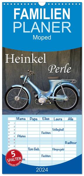 Familienplaner 2024 - Heinkel Perle mit 5 Spalten (Wandkalender 21 x 45 cm) CALVENDO