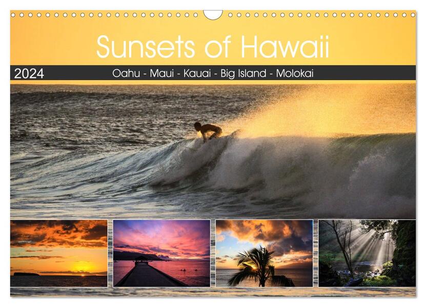 Sunsets of Hawaii (Wandkalender 2024 DIN A3 quer) CALVENDO Monatskalender