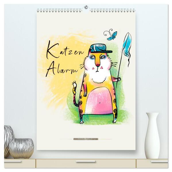 Katzen Alarm (hochwertiger Premium Wandkalender 2024 DIN A2 hoch) Kunstdruck in Hochglanz