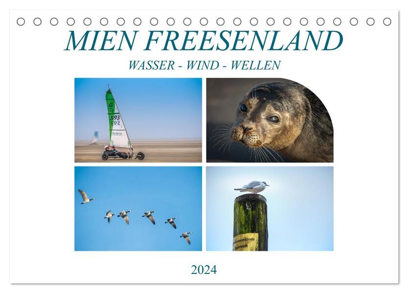 MIEN FREESENLAND - Wasser Wind Wellen (Tischkalender 2024 DIN A5 quer) CALVENDO Monatskalender