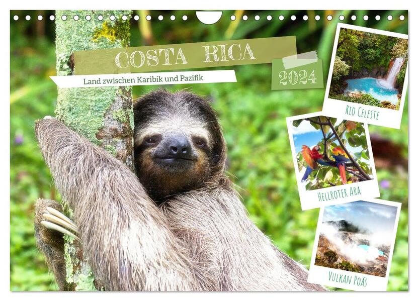 Costa Rica - Land zwischen Karibik und Pazifik (Wandkalender 2024 DIN A4 quer) CALVENDO Monatskalender