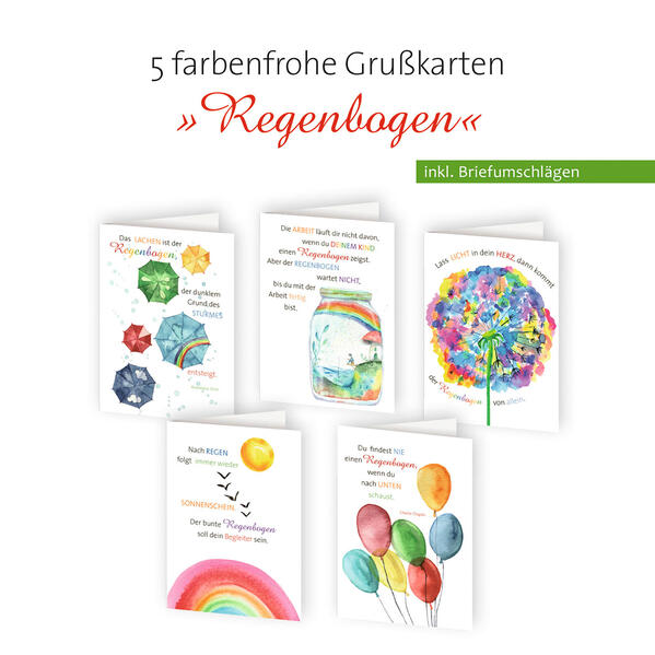 5er-Set Grußkarten Regenbogen