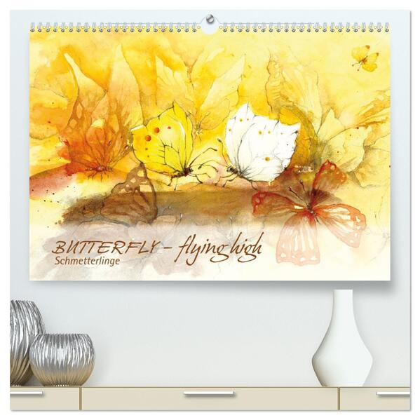 BUTTERFLY flying high Schmetterlinge (hochwertiger Premium Wandkalender 2024 DIN A2 quer) Kunstdruck in Hochglanz