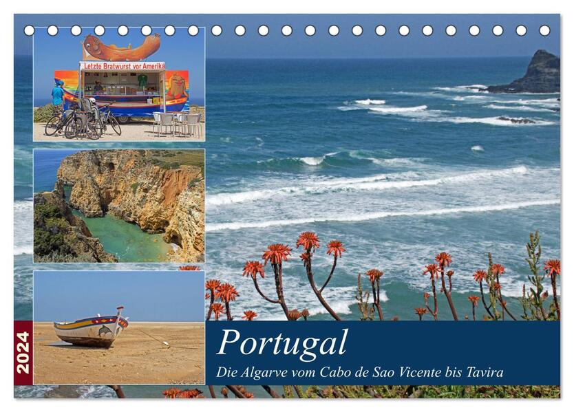 Portugal - Die Algarve vom Cabo de Sao Vicente bis Tavira (Tischkalender 2024 DIN A5 quer) CALVENDO Monatskalender