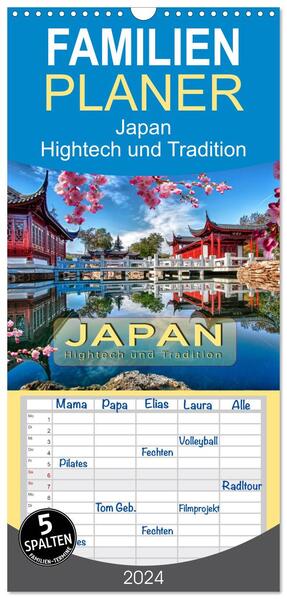 Familienplaner 2024 - Japan - Hightech und Tradition mit 5 Spalten (Wandkalender 21 x 45 cm) CALVENDO