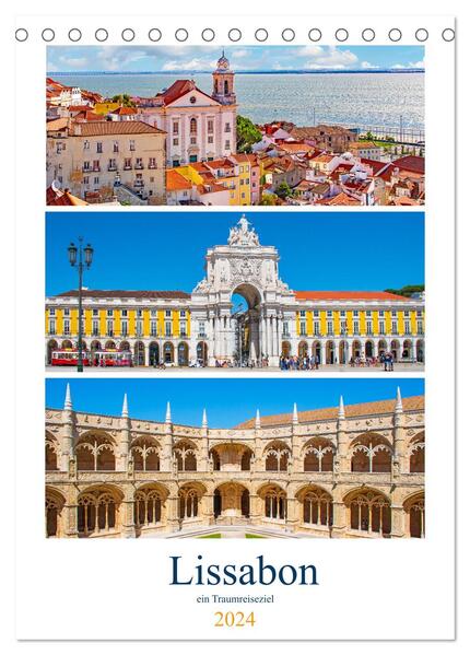 Lissabon - ein Traumreiseziel (Tischkalender 2024 DIN A5 hoch) CALVENDO Monatskalender