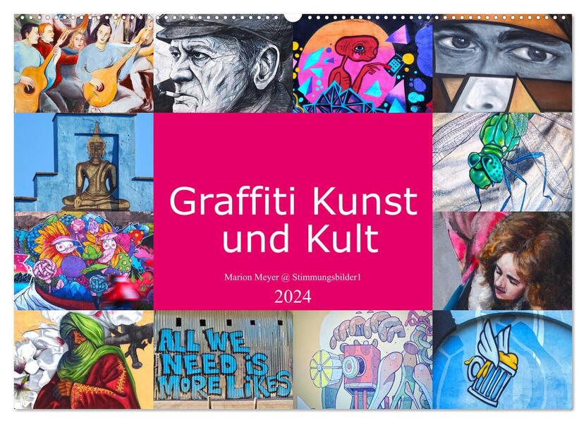 Graffiti Kunst und Kult (Wandkalender 2024 DIN A2 quer) CALVENDO Monatskalender