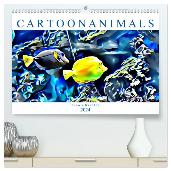 Cartoonanimals (hochwertiger Premium Wandkalender 2024 DIN A2 quer) Kunstdruck in Hochglanz